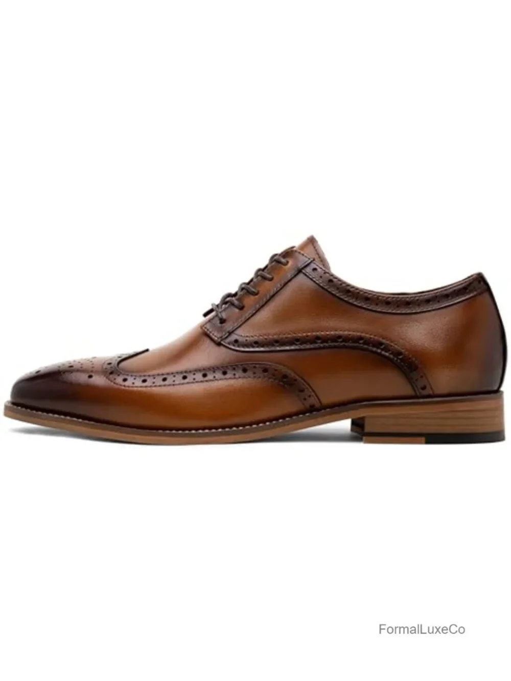 Men's Oxford Brogue Dress Shoes Full-Grain Leather Slip-Resistant Formal Wear